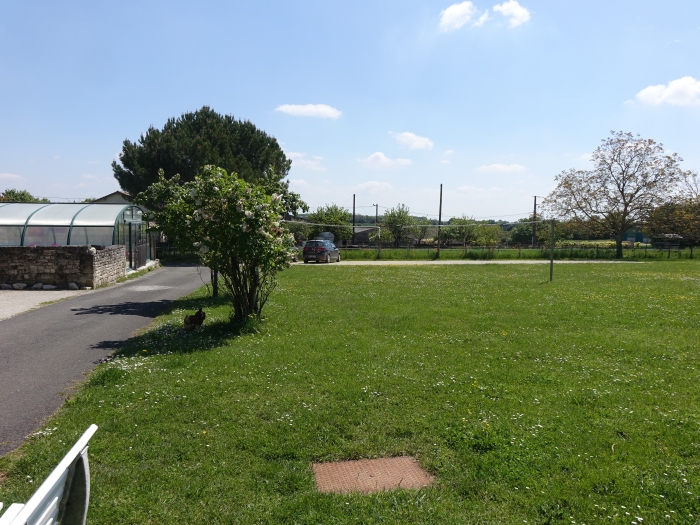 Panoramique sur le parc du domaine de chante-oiseau en Charente, et sur son filet de volleyball